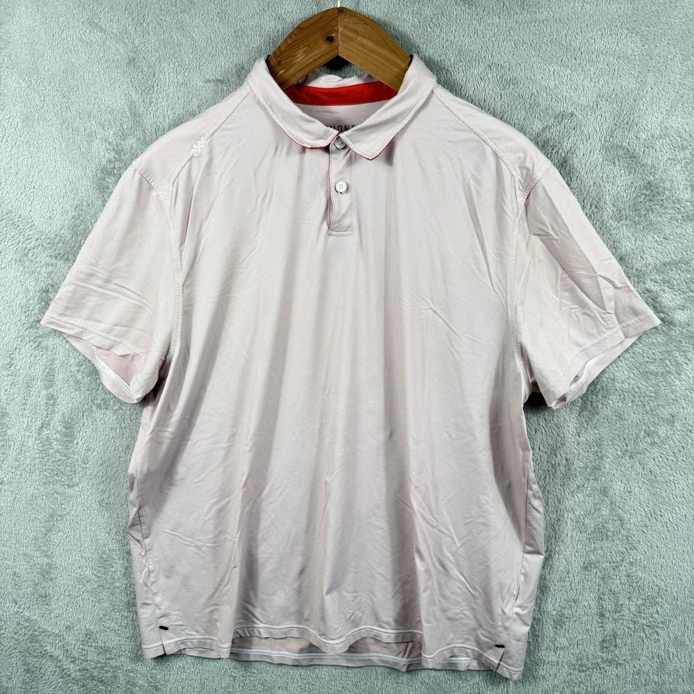 Rhone Polo Shirt Mens 2XL White Red Trim Short Sleeve Athletic Golf Performance